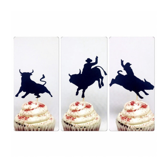 Handmade Other - Bullriding cupcake topper; bullriding toppers, Cowboy cupcake topper